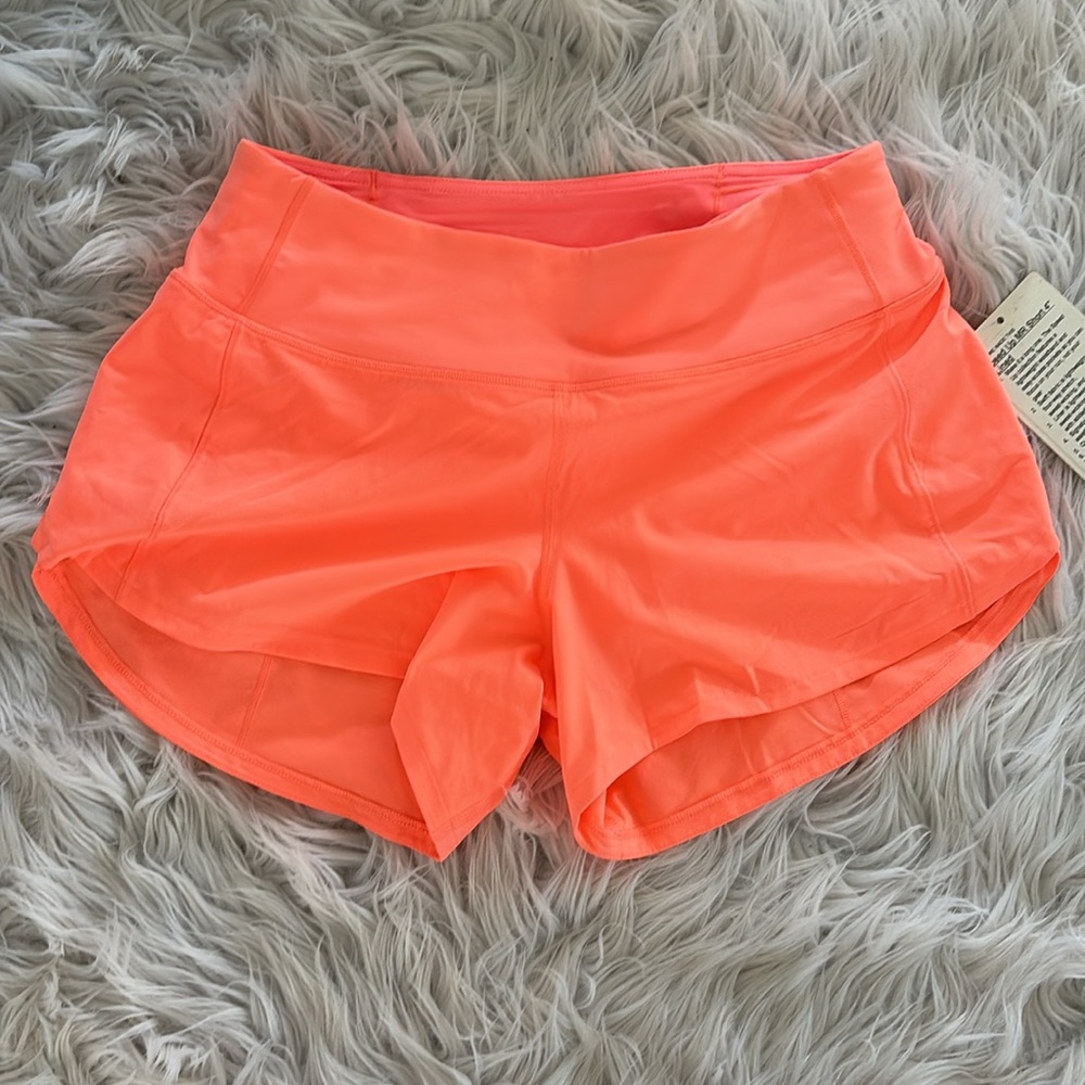 NWT Lululemon Athletica Speed up running shorts Sunset size 6 MR 4” inseam - Picture 2 of 6